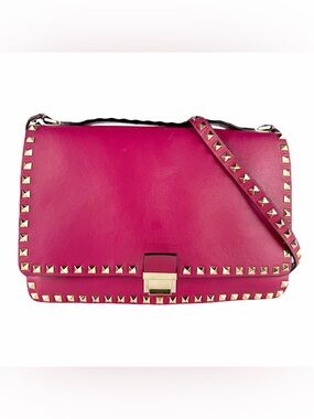 Pink Valentino Garavani Top Handle Rockstud Leather Crossbody Bag